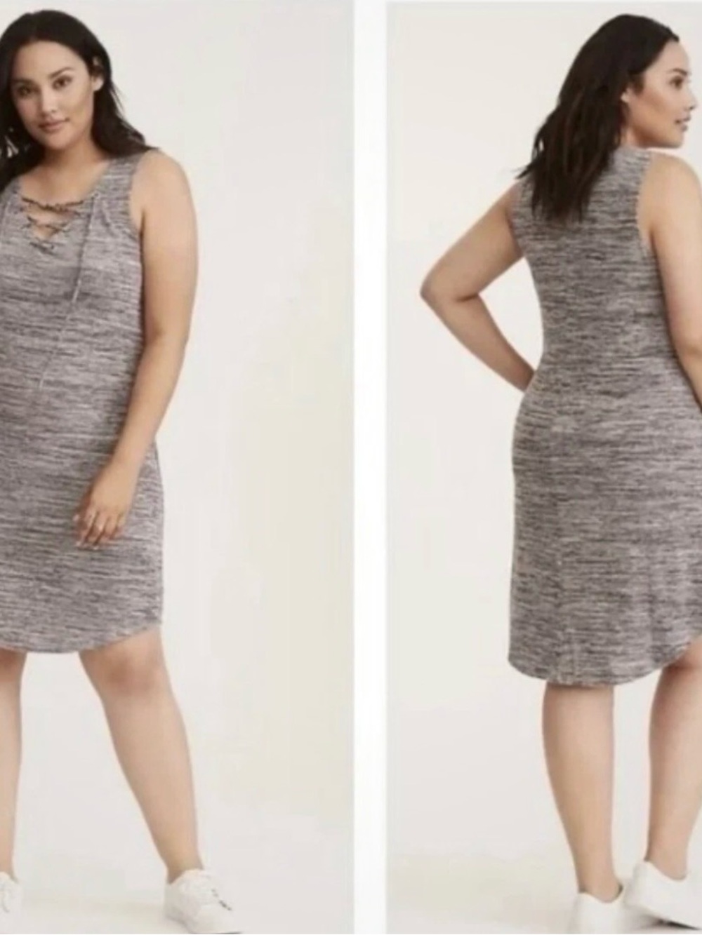 torrid Gray Marled Lace-Up Knit Top